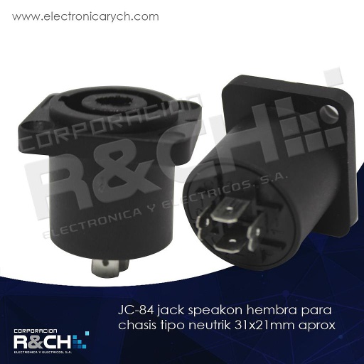 [F-84] JC-84 Jack Speakon Hembra para Chasis Tipo Neutrik 31x21mm aprox 2 Vías
