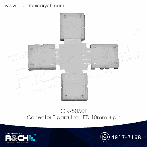 [CN-5050T] CN-5050T conector T para tira LED 10mm 4 pin