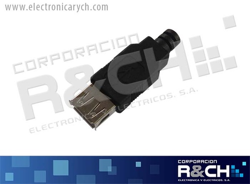 [CN-708BK] CN-708BK conector USB jack tipo A hembra con tapadera