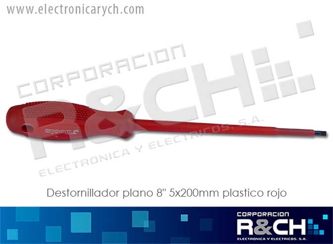 DES-5200 destornillador plano 8&quot; 5x200mm plastico rojo
