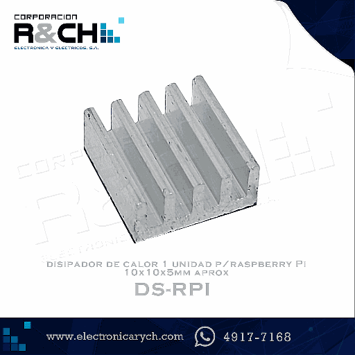 [DS-RPI] DS-RPI disipador de calor 1 unidad p/raspberry Pi 10x10x5mm aprox