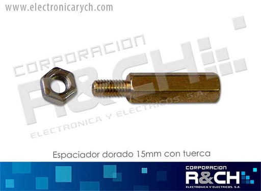 [TN-15] TN-15 Espaciador Dorado 15mm con Tornillo 6mm