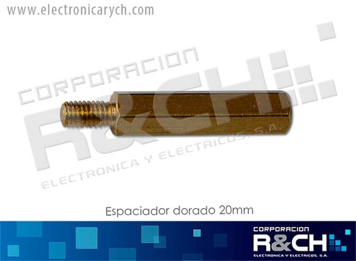 [TN-20] TN-20 Espaciador dorado 20mm con tornillo 6mm