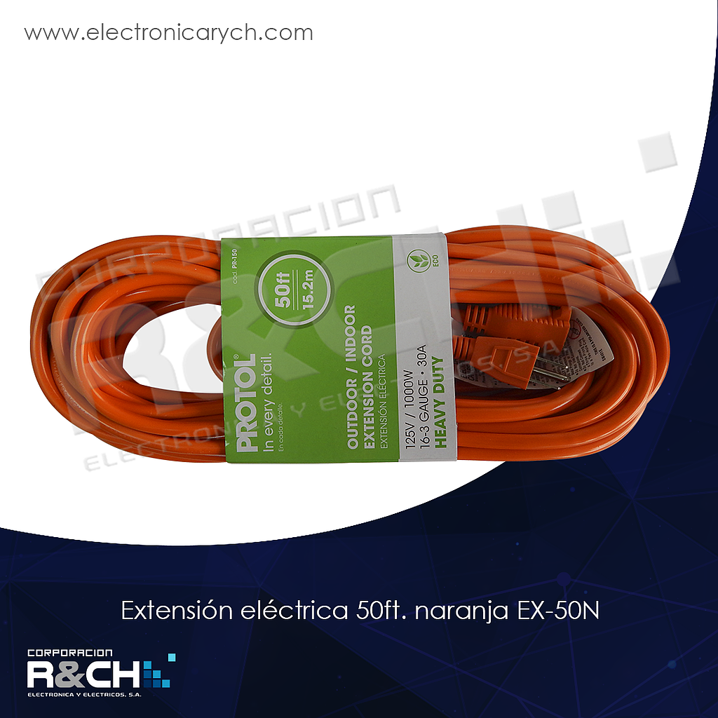 PR-150 extension eléctrica 50ft. naranja EX-50N
