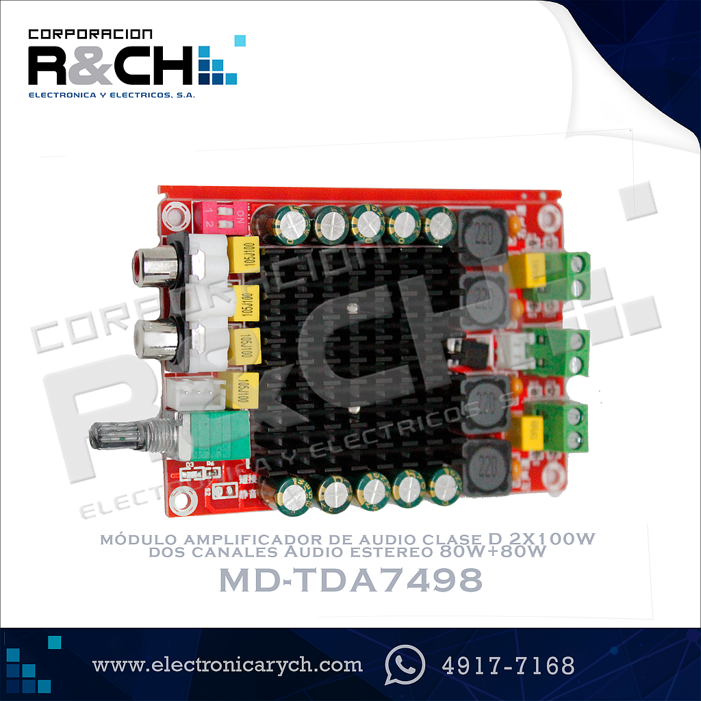 MD-TDA7498 módulo amplificador de audio TDA7498 clase D 2X100W dos canales Audio estereo 80W+80W