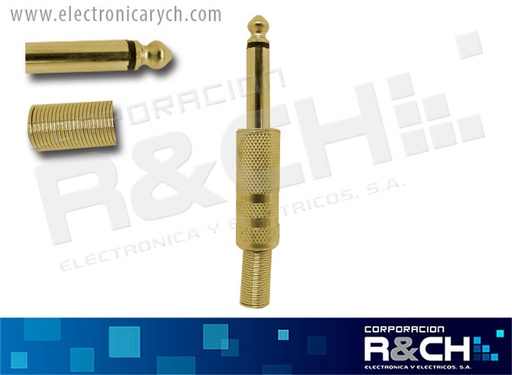 [P-101AG] P-101AG plug mono 1/4 metal oro c/cola