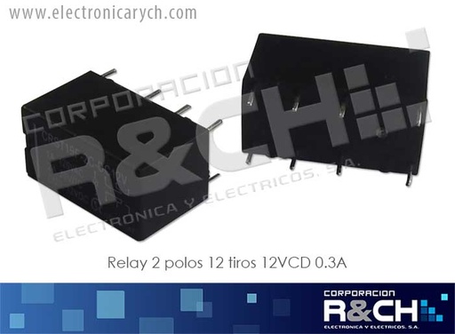 [RL-8P-12/03] RL-8P-12/03 relay 2 polos 2 tiros 12VCD 0.3A amarillo tech